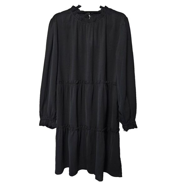 LuLaRoe Dress Size L Anabelle Black Button Back Unlined - Picture 1 of 10